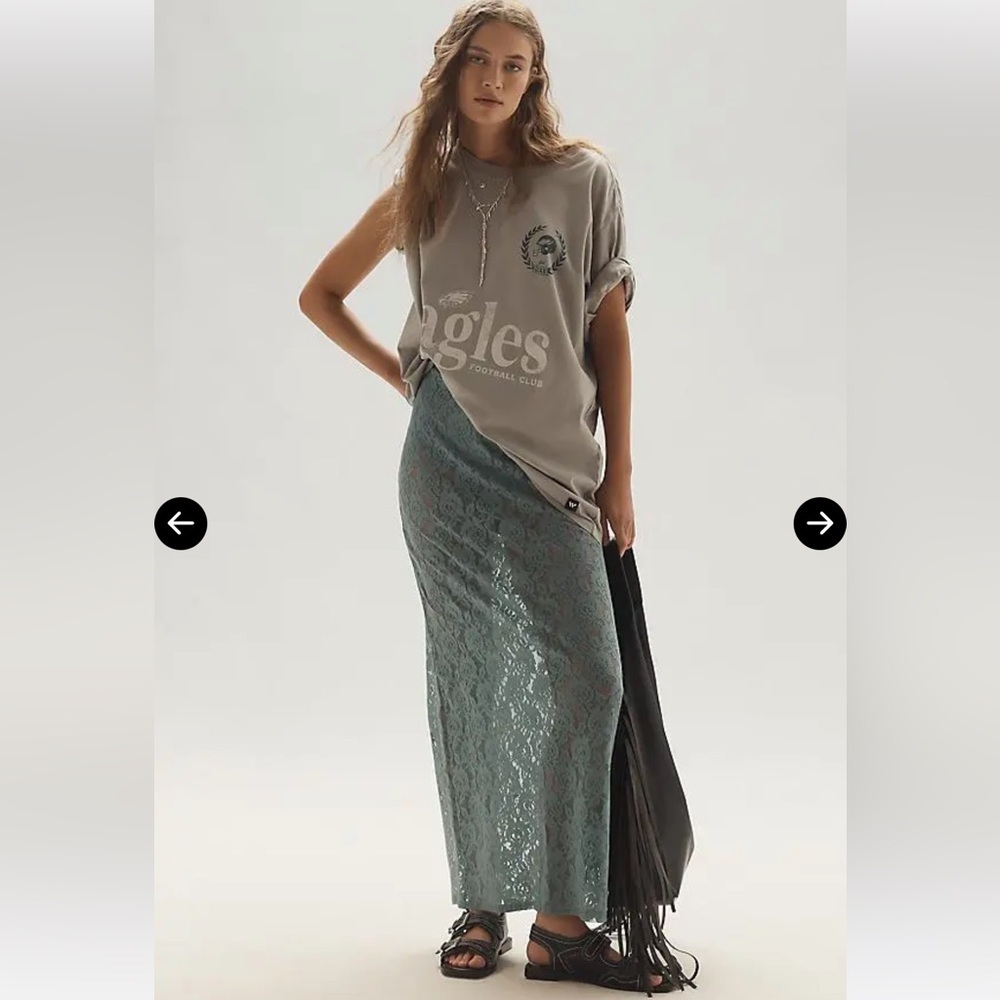 Anthropologie Lace Maxi Skirt - Teal